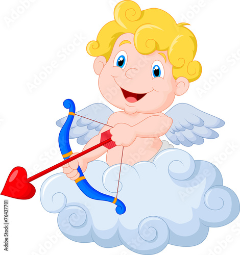 Funny little cupid aiming at someone
