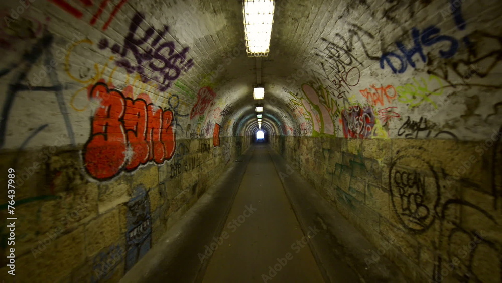 Urban underground tunnel with glidecam