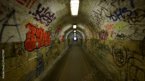 Urban underground tunnel with glidecam photo
