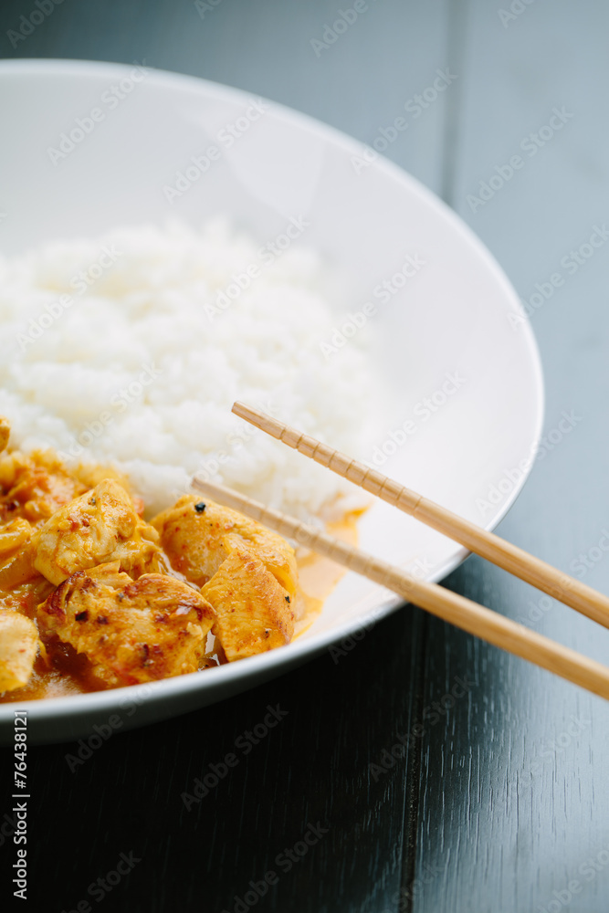 Spicy chicken curry with rice Spicy chicken curry with rice