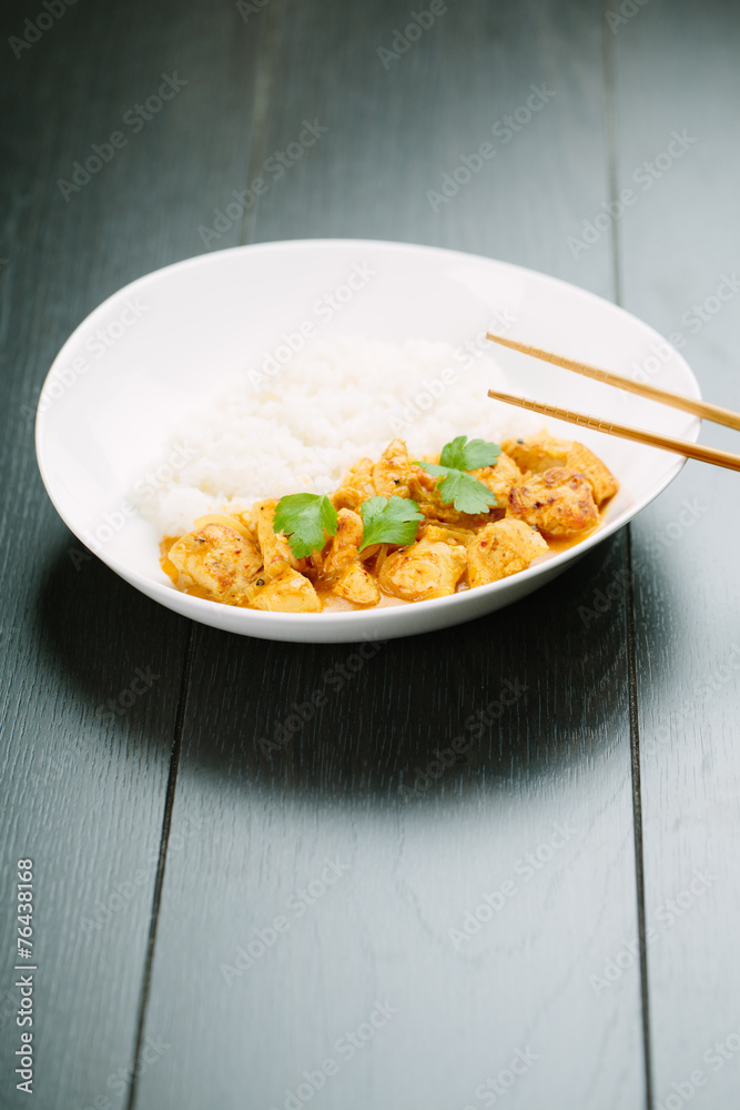 Spicy chicken curry with rice Spicy chicken curry with rice
