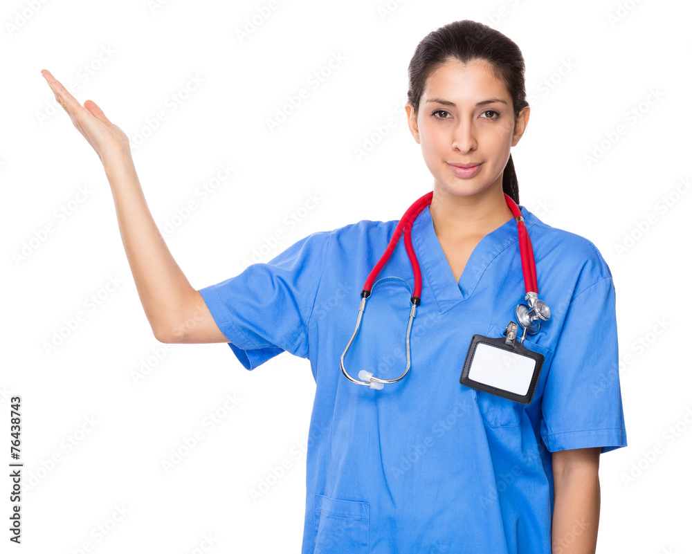 Doctor with open hand palm Doctor with open hand palm