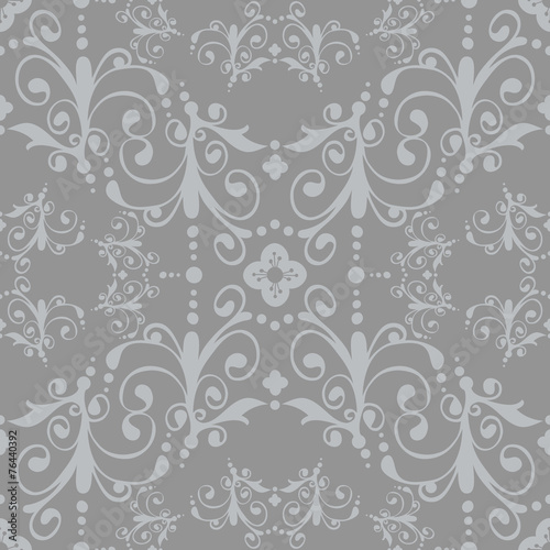 Luxury silver floral vintage seamless pattern