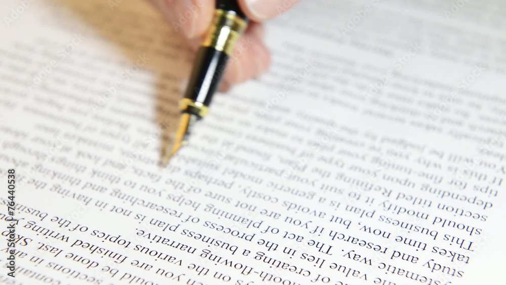 reading of the text with a pen reading of the text with a pen