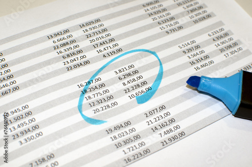 Obraz na płótnie excel sheet blue marker