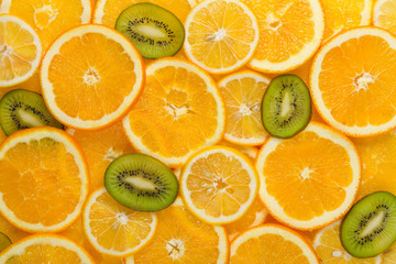 Sliced healthy fruits background