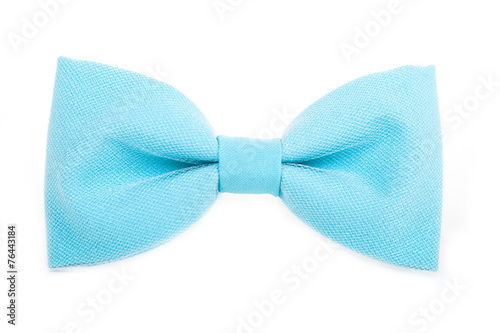 Blue bow tie accessory for respectable people on an isolated whi