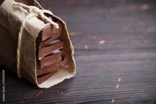 Pieces of chocolate packed