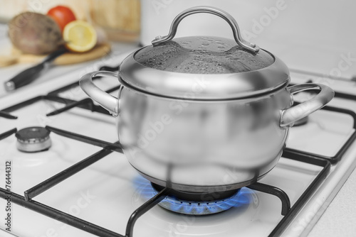 pan on a gas stove