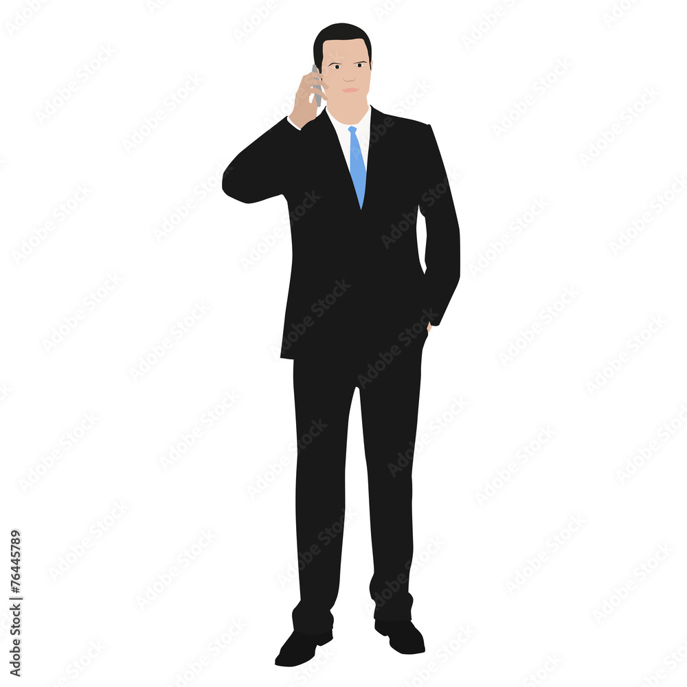 Man in suit on the phone. Vector illustration