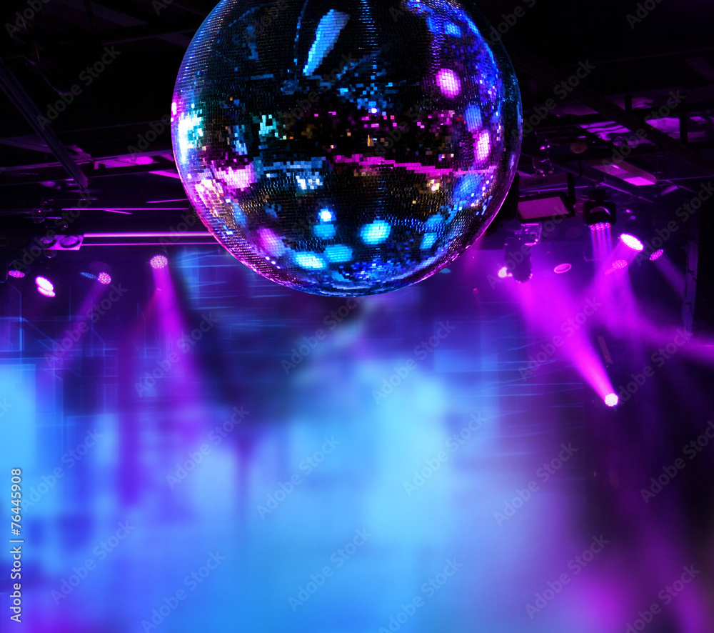 Colorful disco mirror ball lights - obrazy, fototapety, plakaty 