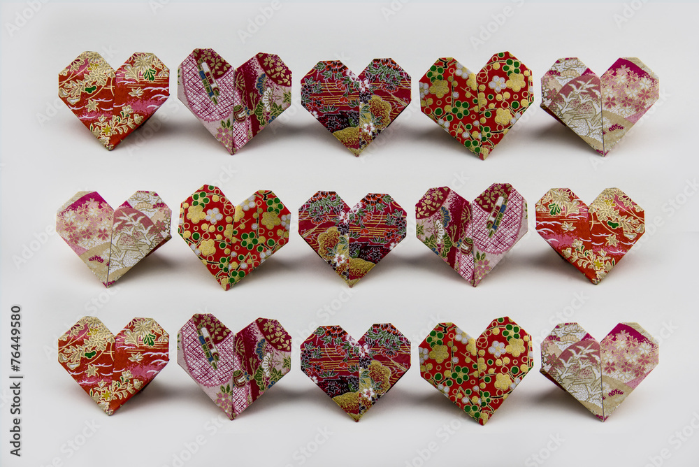 Fototapeta premium Origami Valentine Hearts