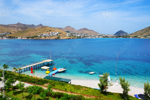 Fototapeta Naklejka Na Ścianę i Meble -  The beach at luxury hotel, Bodrum, Turkey