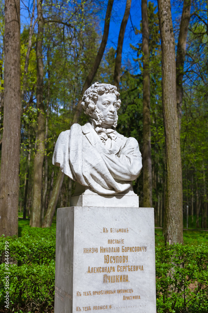 Obraz premium Poet Pushkin sculpture in Museum-Estate Arkhangelskoye - Moscow