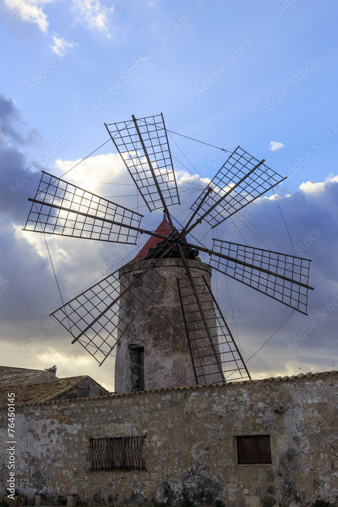 Windmill of saline of trapani