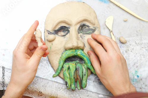 Sculpting plasticine form photo