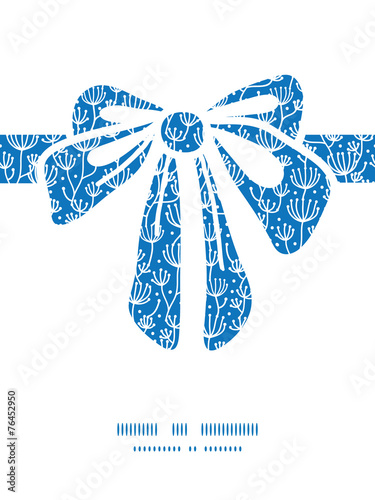 Vector blue white lineart plants gift bow silhouette pattern