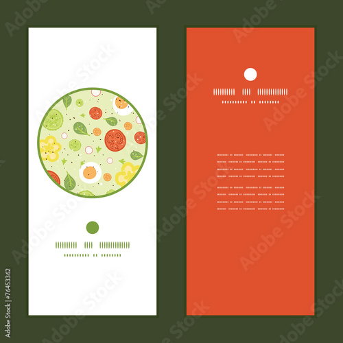 Vector fresh salad vertical round frame pattern invitation