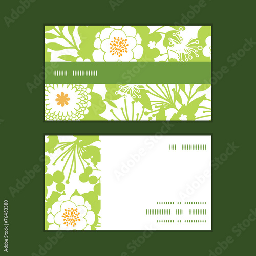 Vector green and golden garden silhouettes horizontal stripe