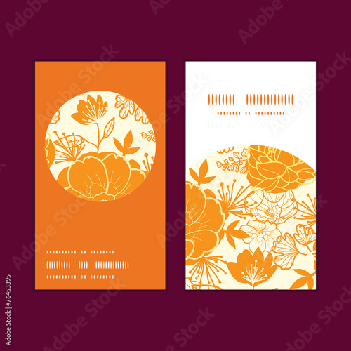 Vector golden art flowers vertical round frame pattern business