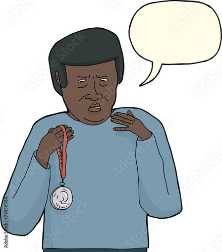 Dissatisfied Man with Medal
