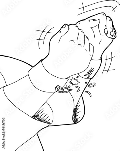 Outline of Hands Breaking Shackles