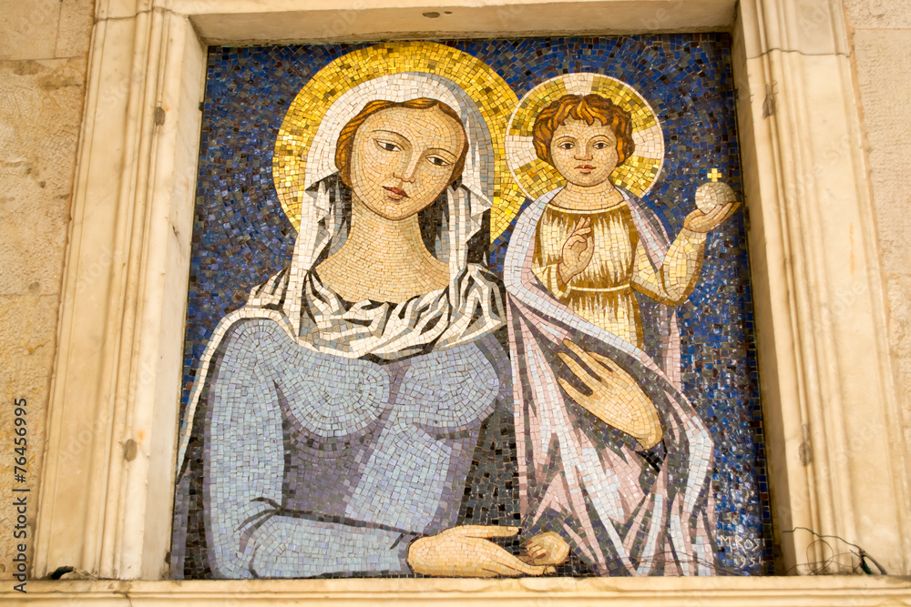 Italian Religious Icon of Mary and Jesus