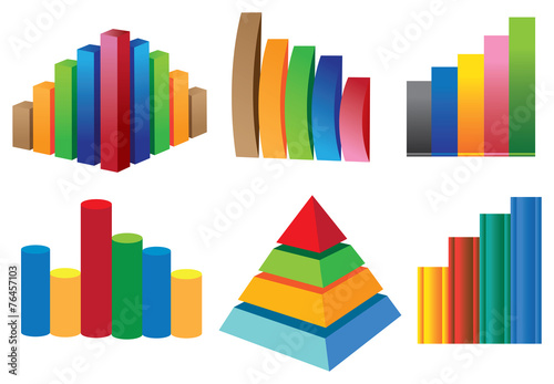 Colorful business charts Vector Icon Set