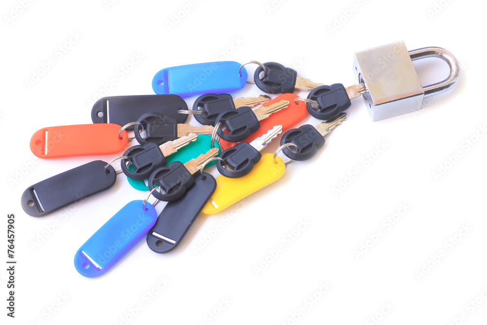 Master key and keys isolated on white - Stock Image Master key and keys isolated on white - Stock Image