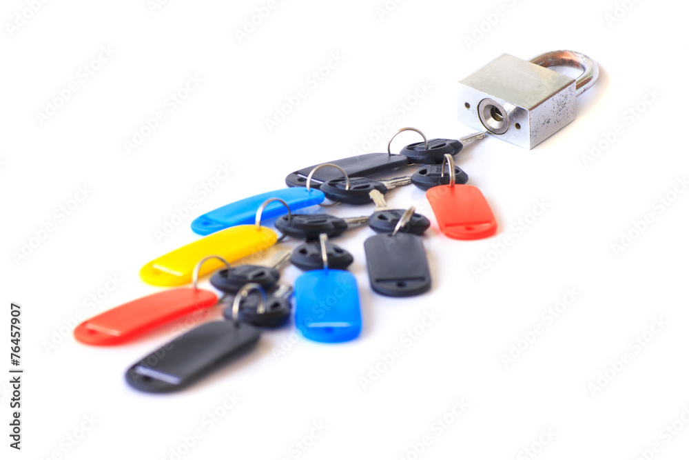 Master key and keys isolated on white - Stock Image Master key and keys isolated on white - Stock Image