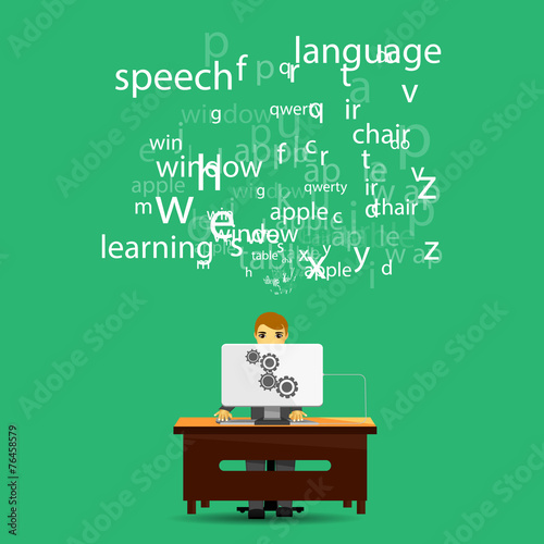 online language learning theme infographic