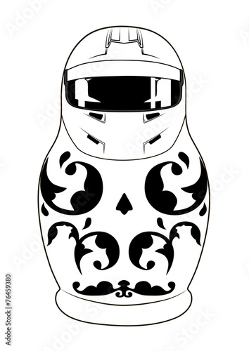 matreshka in helmet bw