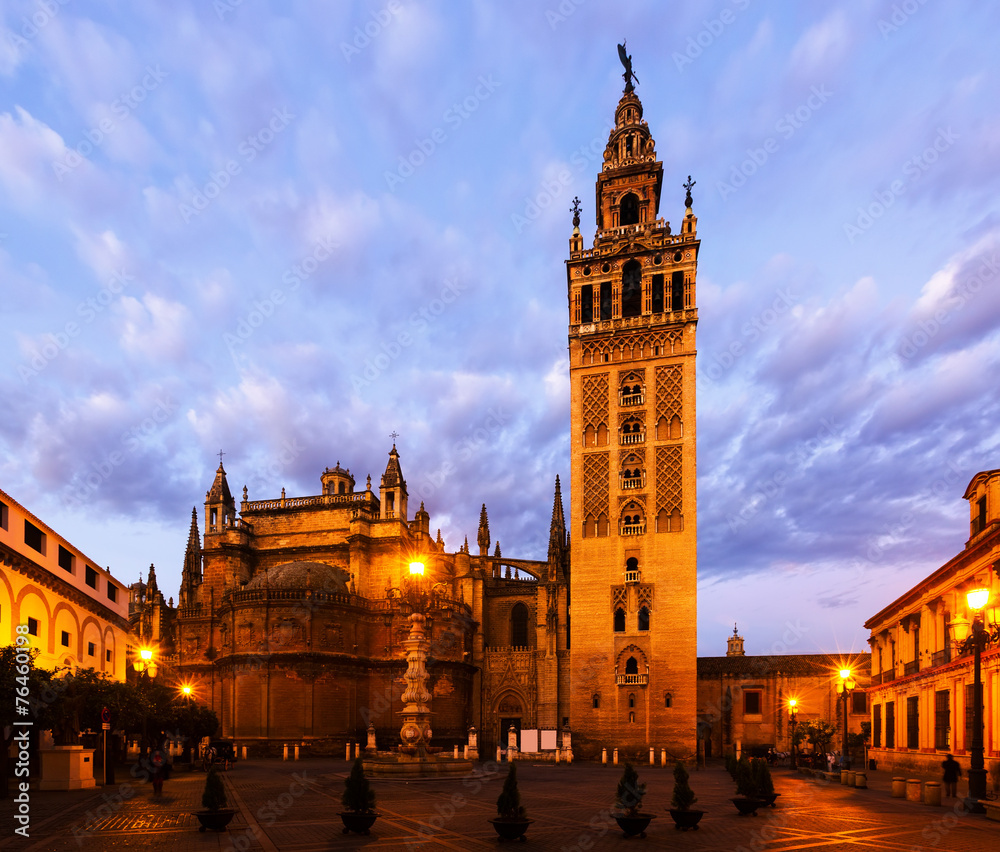 Dawn view of  Giralda tower. Seville, Spain