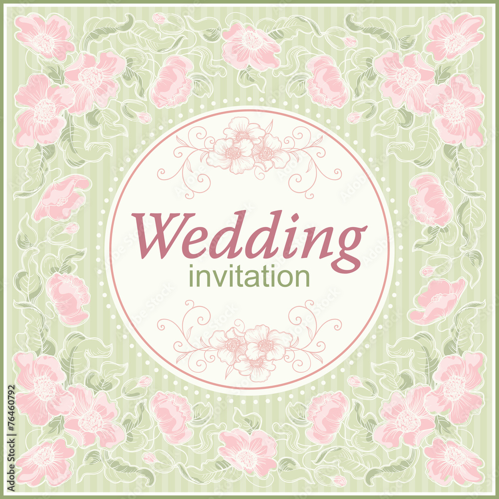 Vector floral border for  Wedding invitation at retro style