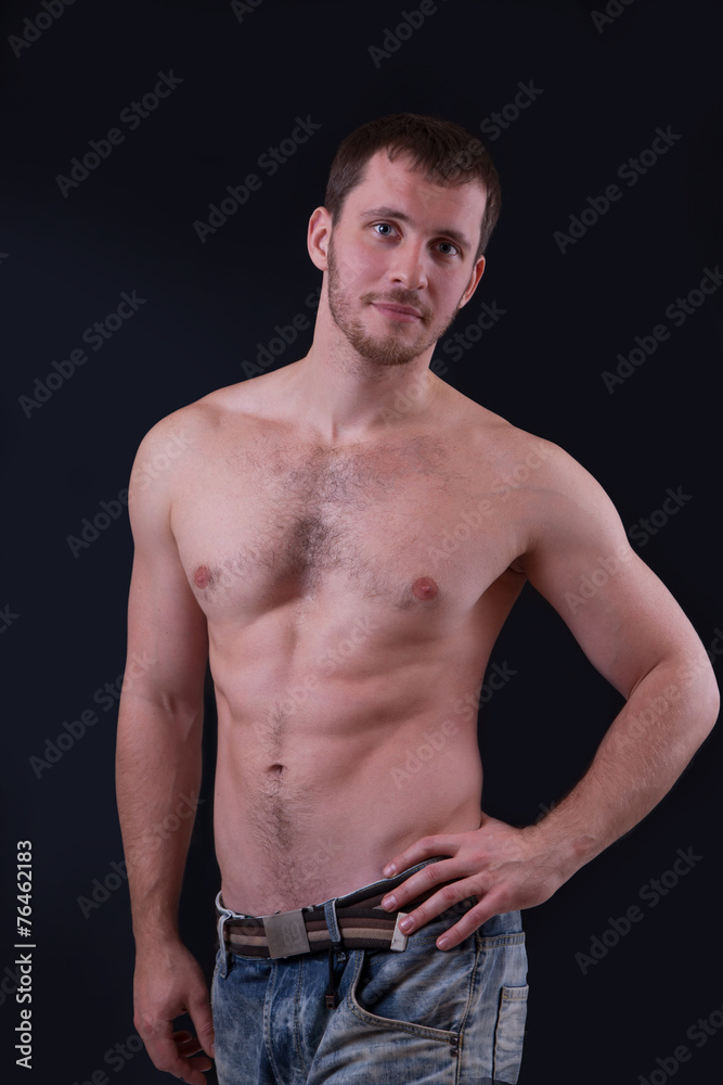 Fototapeta premium Portrait of shirtless handsome man