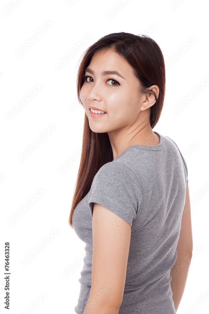 Young Asian woman turn back to camera Young Asian woman turn back to camera