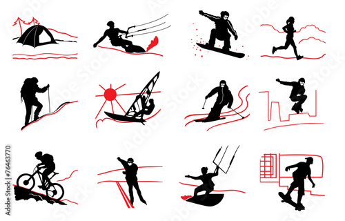 set of active sport icons