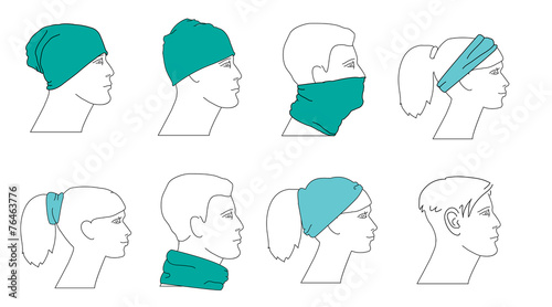 set of profile faces with different hats