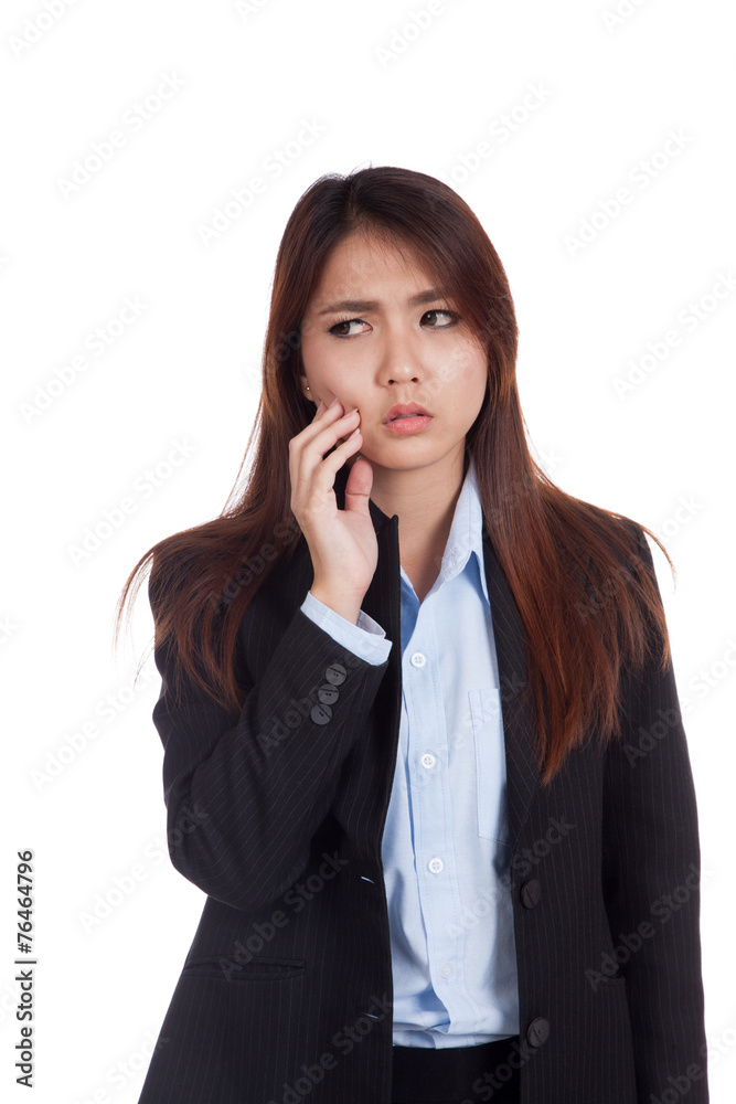 Young Asian businesswoman got toothache Young Asian businesswoman got toothache