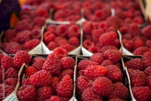 Raspberries for sale at a farmers market