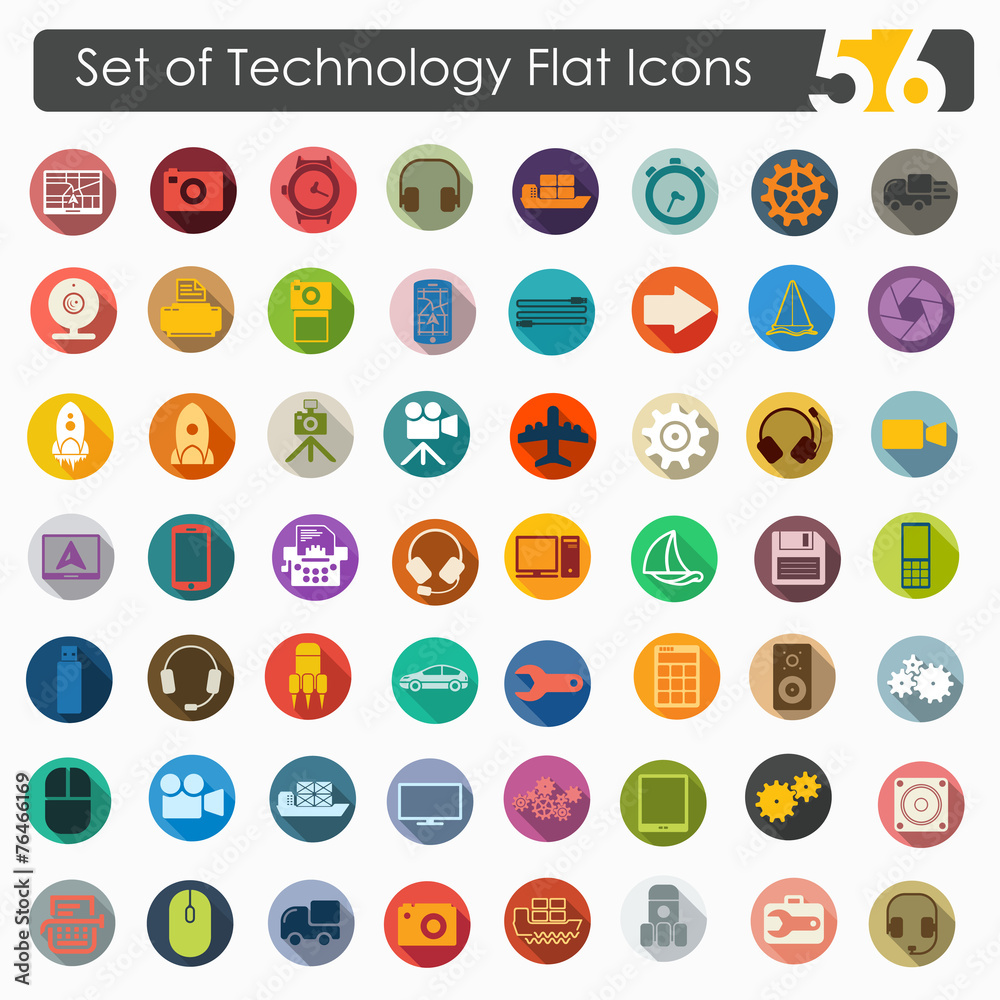 Set of technology flat icons Set of technology flat icons