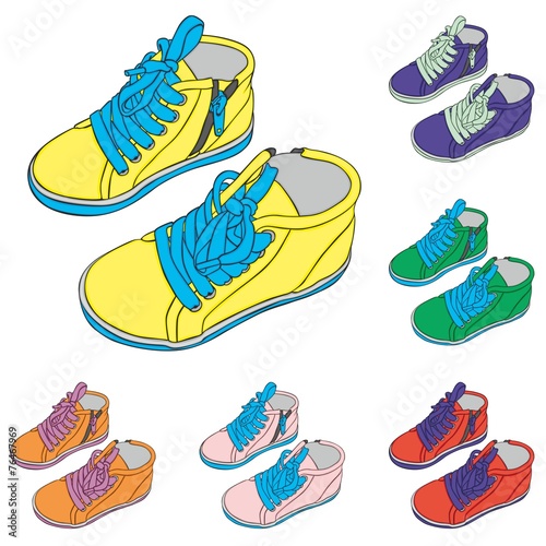 fully editable vector Illustration of a pair of kid shoes