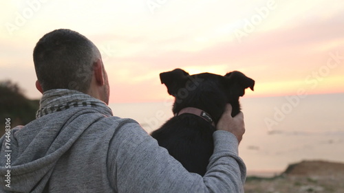 Man and his best firend dog photo