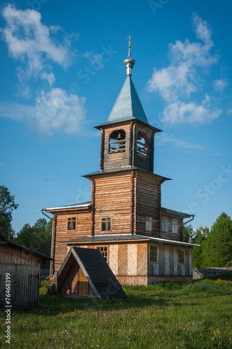 Small wooden church at Sergeevo, Palekh, Vladimir region, Russia photo