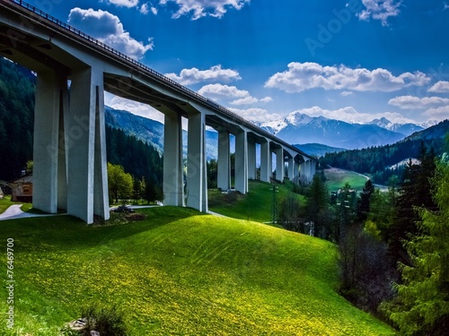 Südtiroler Landschaft mit Brennerautobahn photo