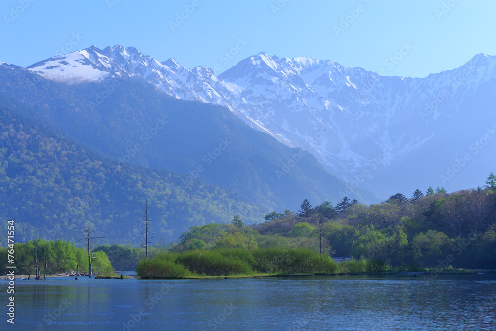 Lake Taisho and Hotaka mountains in Kamikochi, Nagano, Japan Lake Taisho and Hotaka mountains in Kamikochi, Nagano, Japan