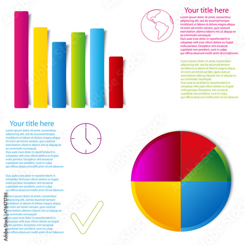set of graph statistic info graphic flat style