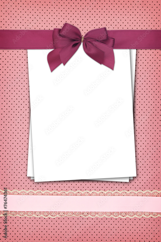 Stack of blank papers on polka dots background Stack of blank papers on polka dots background