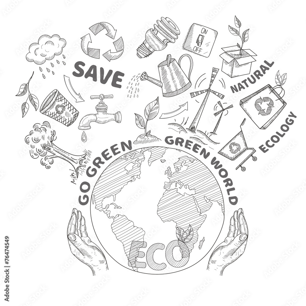Fototapeta premium Doodles Ecology Concept