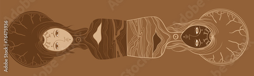 Vector illustration of twins, Yin and yang, dualism